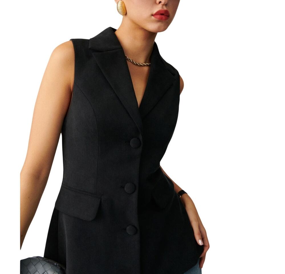 Reformation Tailored Black Billie Vest Size M